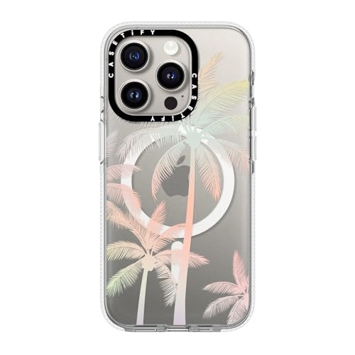 Coque iPhone 15 Pro CASETiFY transparente à motif palmier tropical compatible MagSafe