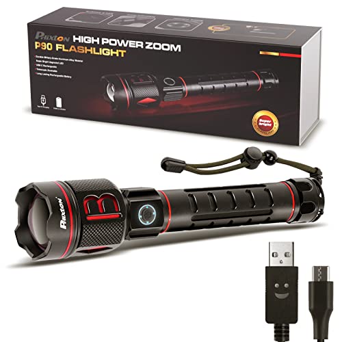 PHIXTON USB Rechargeable Flashlights High Lumens, High Power 20000 Lumen XHP90.2 LED Flash lights, Super Bright Emergency Handheld Linterna recargables, Waterproof, Power Display, for Hiking Work Gift