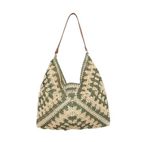 Skyearman Sac a Main Femme Grand Sacs Tissés en Paille Tissée pour Femme Sac de Plage D'été de Loisirs Tote Portés épaule Pour Voyage, Date et Vacances...