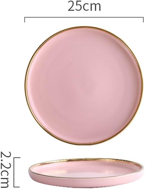 2Pack Gold Rim Ceramic Plates Set - Dishwasher & Microwave Safe, Elegant Dinnerware for Home, Restaurant, and Party Use, Ideal for Families and Chefs (10inch)