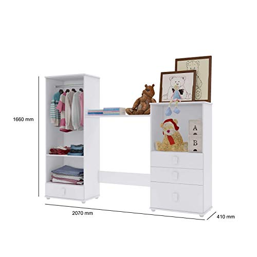 Quarto de Bebê Completo MadeiraMadeira com Cômoda e Guarda Roupa 377004 Rosa/Branco