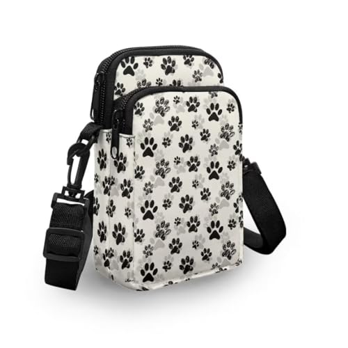 FUIALDOLG Portable Mini Crossbody Bag for Women, Dog Paw Small Handbags Wristlet Wallet Bag Cell-phone Pouch Coin Purse with Adjustable Strap