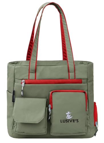 Image of Lusive's Double Pocket Handbag for Women: Stylish, Ideal Companion for Work, Travel, Polyester Material, Spacious 10-liter Capacity, 6 Pockets. (Black & Grey)