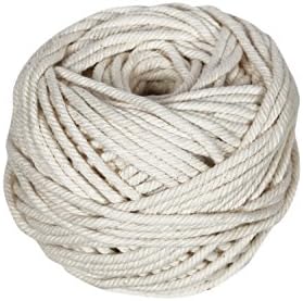 Crafteza Macrame Cord 5mm x 197 feet - 100% Natural Virgin Cotton Cord Made in India 4-Strand Twisted 5mm Macrame Cord Soft 5mm Macrame Rope Perfect for Making Macrame Wall Hangings and Plant Hangers