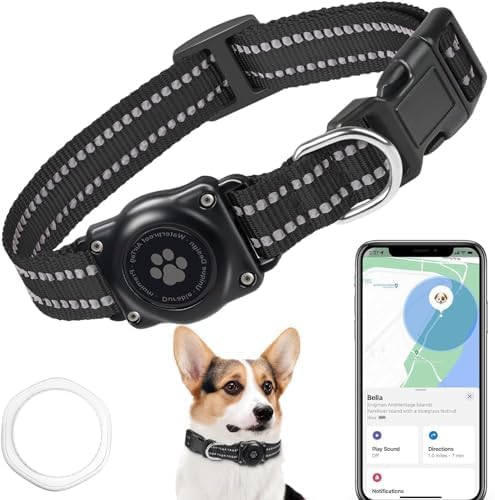 GPS Tracker Dogs-Mini GPS Dog with Dog Collar(iOS Only)- No Monthly Fees-Pet Waterproof Collars-Works with Apple Find My-Dogs GPS Portable Anti Lost Tracking Device