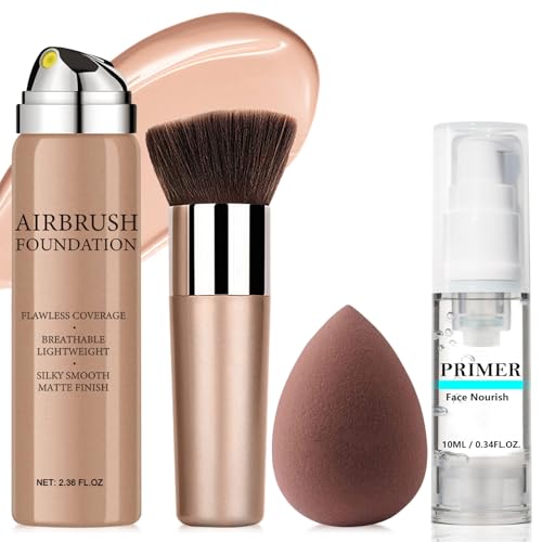 AirBrush Foundation Spray With Primer and Brush, Silky Mist Foundation