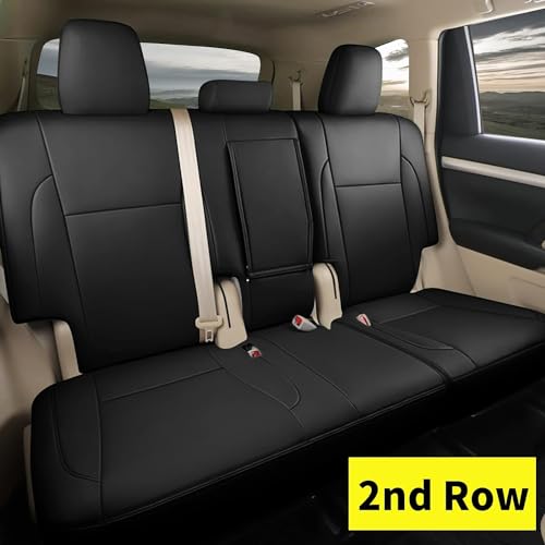 AOMSAZTO Custom Fit Seat Covers for Toyota Highlander 2014 2015 2016 2017 2018 2019-Three-Row 8 Seats,Second Row 40/60 Split,Faux Leather-Black