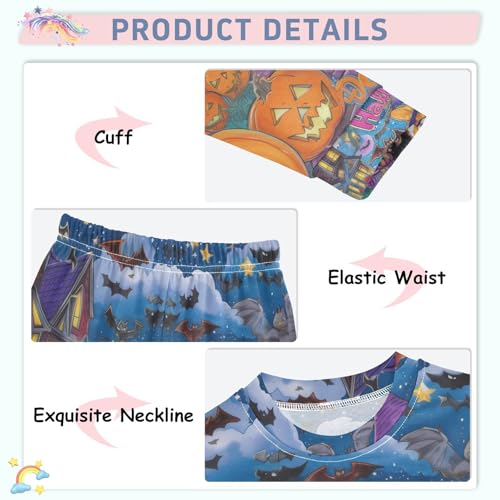 Fustylead Cute Corgi Dog Dressed As Witch with Halloween Decor Cotton Pajamas 2-Piece Long Sleeve Sleepwear Matching Set4