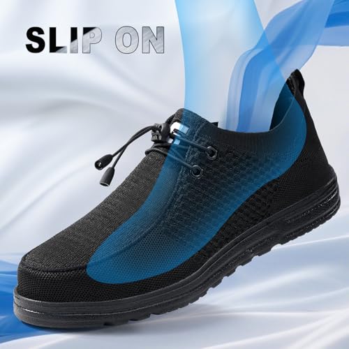 Image of Steel Toe Shoes for Men Lightweight Safety Work Shoes with Kevlar Puncture Resistant Midsole Comfortable Low Top Work Shoes for Warehouse Factory Light Construction