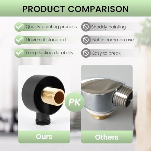 Krytavo Coude d'alimentation d'un mur, connecteur pour tuyau de douche mural rond dans les accessoires de sortie d'eau G1/2 pouces pour douche-noir – vue 3