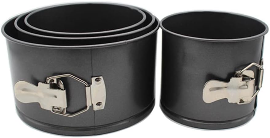 4 pcs Springform Pan Set, 4 5 6 7 inches Round Cake Tin with Removable Bottom, Nonstick Leakproof Carbon Steel Cheese Cake Pans Mold for Baking(COLOR:Black)