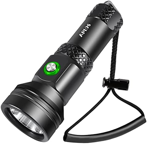 APLOS AP01 Dive Torch, 1050 Lumen Scuba Dive Light with Battery Level Indicator IPX8 Waterproof Underwater 100m 328ft Professional Submersible Light with Rechargeable Batteries and Charger