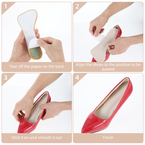 Image of 2 Pairs High Heel Inserts for Women, Self-Adhesive Arch Support Insoles, Invisible Slim Inserts Weight Shifting Shock Soft Slip 3 /4 Inserts for Flats Slipper Sandal Pump Dress Shoes Boots(Beige)