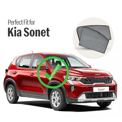 Image of Autofact Car Sunshades for Kia Sonet, UV Protection, Useful Car Accessories, Custom fit Sun Shades for Side Windows, Set of 4