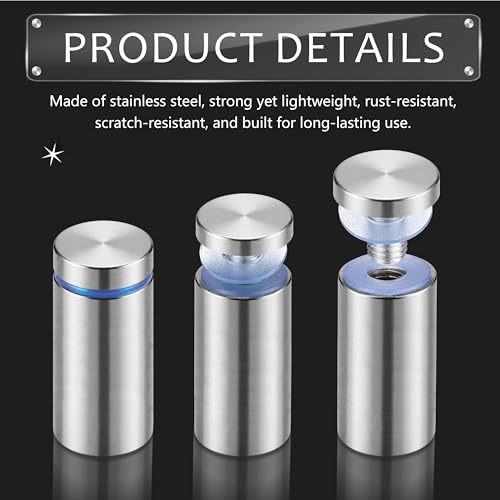 Image of Pelopy 12 Pcs Sign Standoff Screws Advertising Screws Stainless Steel Wall Standoff Mounts Glass Acrylic Nail (3 /4 x 1-5 /8 Inch)