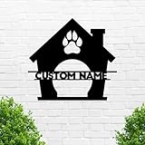 OPacific Custom Dog House Metal Sign Art Personalized Name Sign Wall Art Decor Custom Metal Sign Dog House Decorate Wall Hanging Animal Funny Pet Gifts