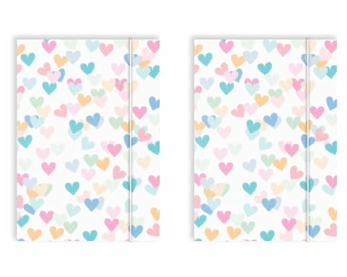 Friendly Fox DIN A4 Sammelmappen Herzen 2x Schulmappe Kinder, Postmappe A4...