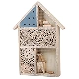 Tsawntd Bienenhaus, 25,4 x 35,6 x 5,1 cm, natürliches Holz, sichtbares Garten-Bienenhotel mit...