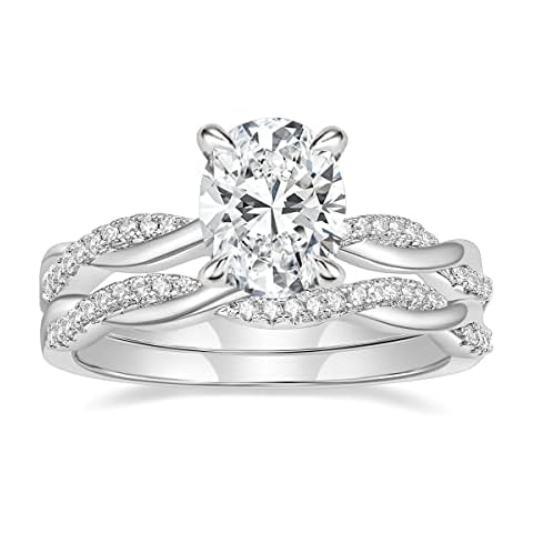 Mameloly 3ct Engagement Rings for Women Oval Cut Bridal Ring Sets Cubic Zirconia Wedding Band Twisting Infinity Pave Set Size 7 Cover