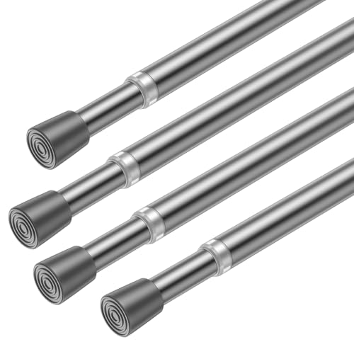 Image of AIZESI Spring Tension Rods Adjustable Tension Curtain Rod Small Tension Rod No Drilling Expandable Spring Loaded Curtain Tension Rod(Silver,26 inch to 39 inch-4Pcs)