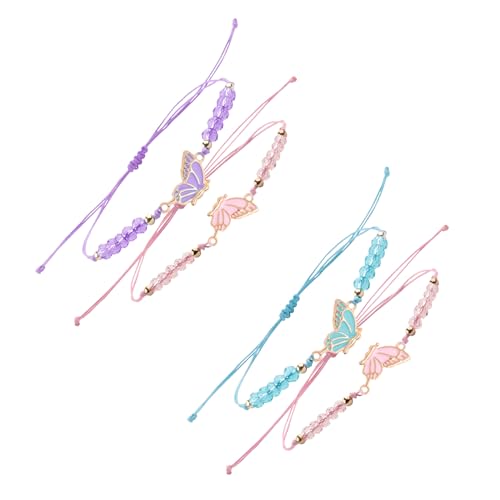 Image of 2 pairs Best Friend Bracelet,Butterfly-Shaped Handmade Charm Bracelets