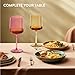 Navaris Multi-Colour Tinted Wine Glasses - Set of 4 - Coloured Wine Glasses with Stems - Stylish Design Glassware for Serving Wine, Cocktails, Dessert