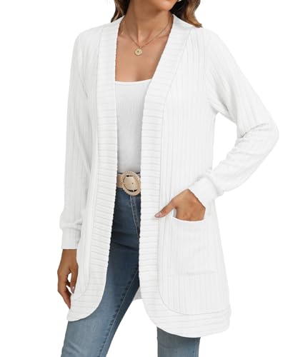 Image of YSYOKOW Cardigan Sweaters for Women Long Sleeve Open Front with Pockets | Long Cardigans for Women Lightweight Soft Casual Dressy Loose Fit Cardigan Sweater with Pockets for Work and Office