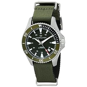 Hamilton Watch Khaki Navy Scuba Swiss Automatic Watch 40mm Case, Green Dial, Green Textile Strap (Model: H82375961)