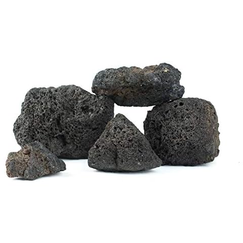 Aquarium Stones Fish Tank Rocks Natural Decoration for Aquascaping (1kg(3-5 small pieces), Black Lava) Cover