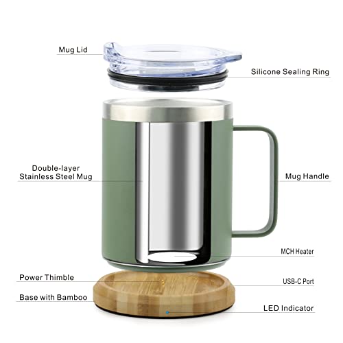 Self Heating Coffee Mug,12Oz Heated Mug,Coffee Cup Warmer With Mug Set,Electric 10W,Usb Powered Mug Warmer,131℉ Beverage Cup Warmer For Desk Home & Office #TOP1