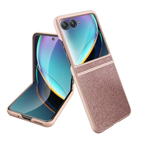 Coque Motorola Razr Plus 2024 paillettes rose gold antichoc en silicone
