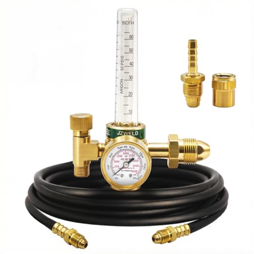 Image of JZWELD Argon CO2 Regulator Flowmeter Gas Gauge for Mig Tig Weld with 6.6Ft Gas Welding Hose, Argon/CO2 Mig Tig Flow Meter