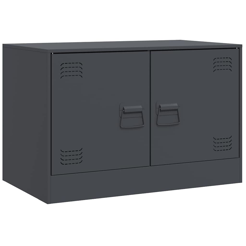 TV-Schränke 2 STK. Anthrazit aus kaltgewalztem Stahl 67x39x44 cm, 2 Fächer, 2 Metallgriffe, 70 kg Tragkraft je Stück, platzsparend für Wohnzimmer, Gaming und Heimkino