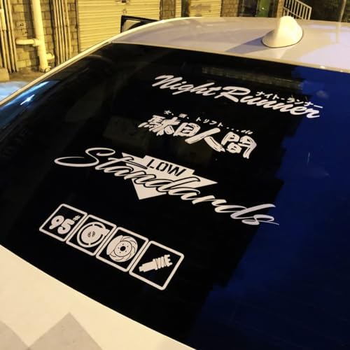 Image of Car Stickers for Night Runner Low Standards 95# Turbo Decal Auto Rear Windshield Window Tape 1 Set (Sliver White)