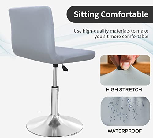 Deisy Dee Waterproof Bar Stool Chair Covers, Pu Leather Barstools Chair Covers, Spandex Slipcover For Short Stool Chairs (Light Grey, 2) #TOP4