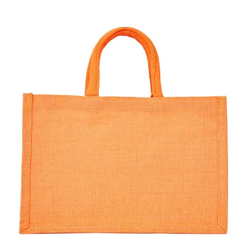 Orange Juco Tote Bag – Versatile Reusable Burlap Bag with Handles, Perfect for Gifts, Groceries, DIY Crafts, and More – 8" H x 12" L x 4" W4