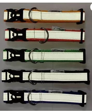 Image of Reflective Dog Collar 0.75 inch for Street Dogs | Durable in All Weather, Adjustable, Soft and Easy to Put on Dogs| Pck of 5 pcs | Color- Multicolor