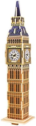 Wooden 3d Puzzles Architecture Wooden Model Toy Kit Wood Building Models 3D Wood Building Craft World Puzzle 24-pcs (Big Ben)