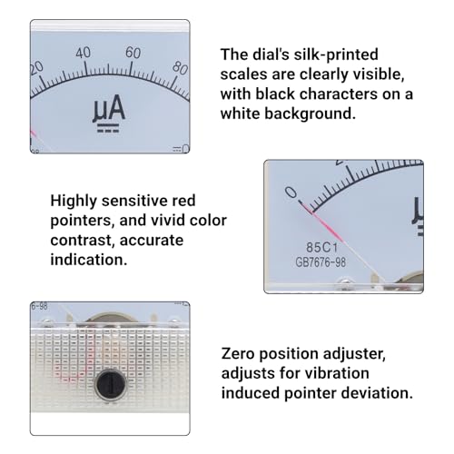Amperemeter Analoges Panel Ampere Meter 85C1 DC 0~100UA Zeigertyp Strommessgerät Messgerät DC Amperemeter Messgerät Panel Strommessgerät