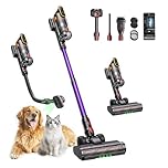 Cordless Vacuum Cleaner, 600W 50KPa Stick Vacuum with Touch Screen Auto Mode, 65 Mins Runtime Lightweight Home Vacuum Cleaner for Pet Hair Carpet Hard Floor, Wall Charging, 1M Hose, Fragrance, UK Plug