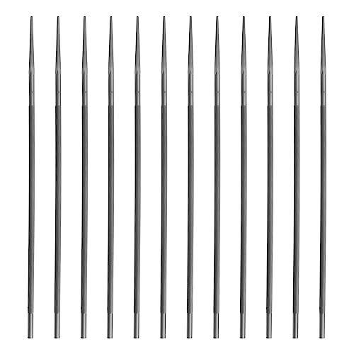 Be In Your Mind 12 Piezas de Lima de Motosierra Redonda Accesorios de Afilador de Lima de Sierra de Cadena de Acero para Sierras Medianas 0.325 Lima de Afilado de Motosierra 4.8mmx200mm Plata