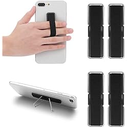 Soporte De Mano Para Celular Cobee Soporte para teléfono con Correa de Dedo, 4 Piezas de Agarre para teléfono Celular, Soporte elástico para teléfono móvil, Correa Trenzada antisilp, Compatible con teléfonos Inteligentes (Negro)