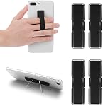 Cobee Finger Strap Phone Holder, 4 Pcs Cell Phone Grip Holder Elastic Kickstand for Mobile Phone Finger Holder Compatible with Smartphones, Small Tablets (Black)