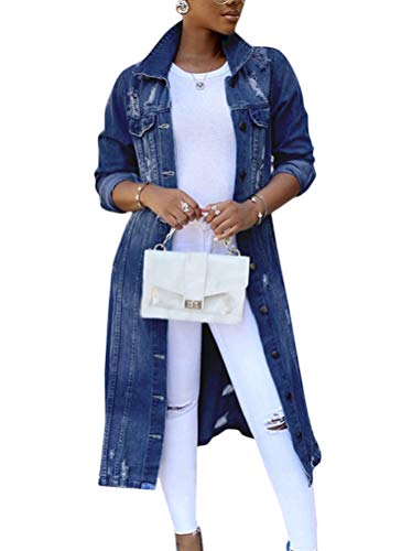 Minetom Damen Jeans Denim Jacke Blouson Übergangsjacke Mantel Outwear...