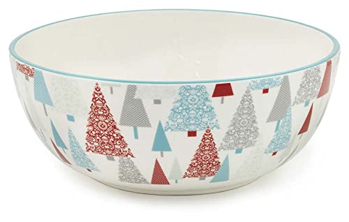Boston International Holiday Ceramic Salad/Serving Bowl, 9.75-Inches, Fancy Forest #TOP7