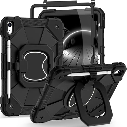 Image of Auizotl Case for iPad (A16) 11th /10th Generation 2025 /2022,360 Rotating Stand iPad Case 10th Generation with Screen Protector Pencil Holder,Heavy Duty Shockproof i Pad 11.0 /10.9 Inch Cover,Black