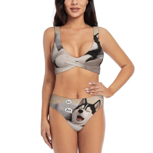 Maillot de bain deux pièces triangle Husky Ronflement bikini réglable femme
