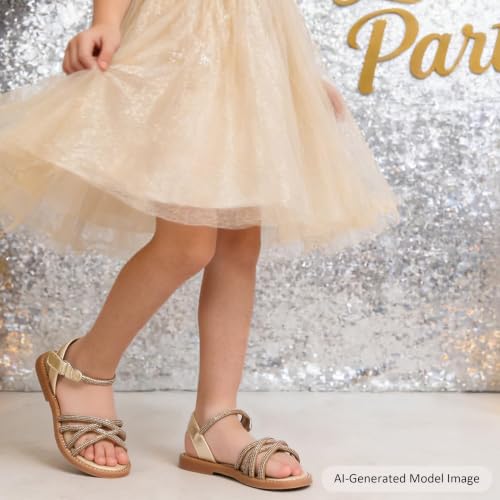 Image of Felix & Flora Toddler Girl Sandals -Flower Girl Dress Shoes Open Toe Little Kid Flats