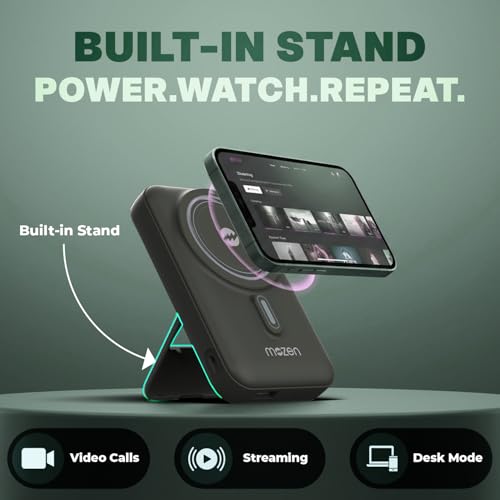 Image of Mozen by Amkette Surge Air S1 10000mAh Power Bank | MagSafe Power Bank Fast Charging | 22.5W USB-C Input /Output + 18W USB-A | 15W Qi Wireless for Android & iPhone | 1 Year Warranty
