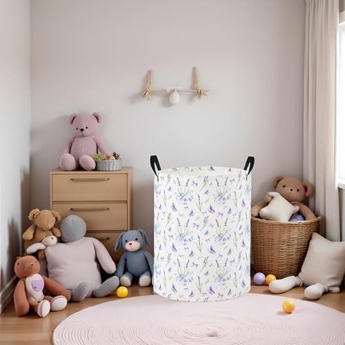 Image of Baby Laundry Basket Baby Nursery Hamper Kids Laundry Basket Toy Storage Bin for Boys Room Decor Gift Baskets for Bedroom Bathroom(Lavender)